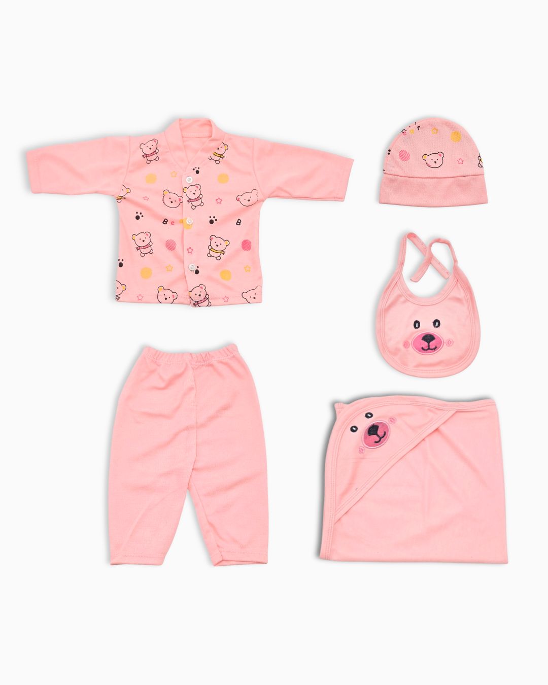 Newborn Baby Bear Outfit 5-Piece -Pink