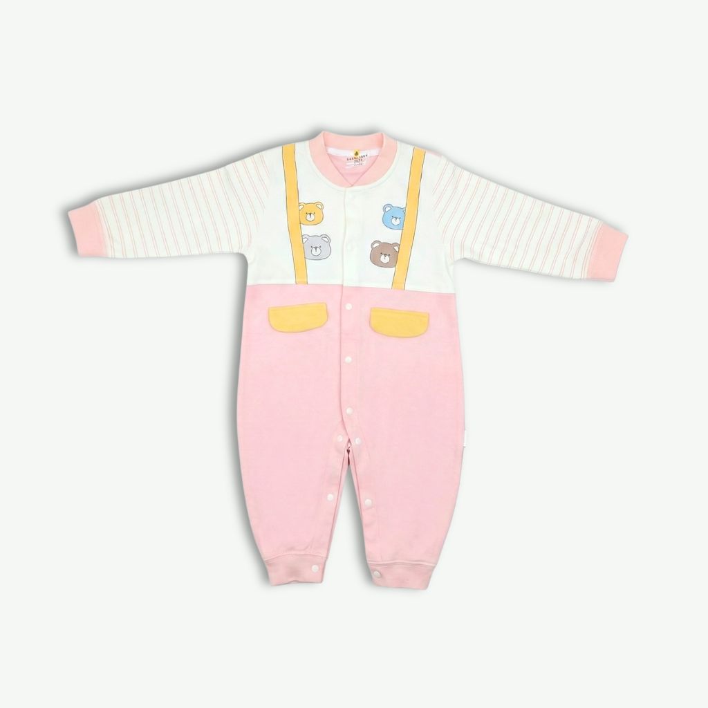 Romper Suit - Premium with Printed Straps - Pink