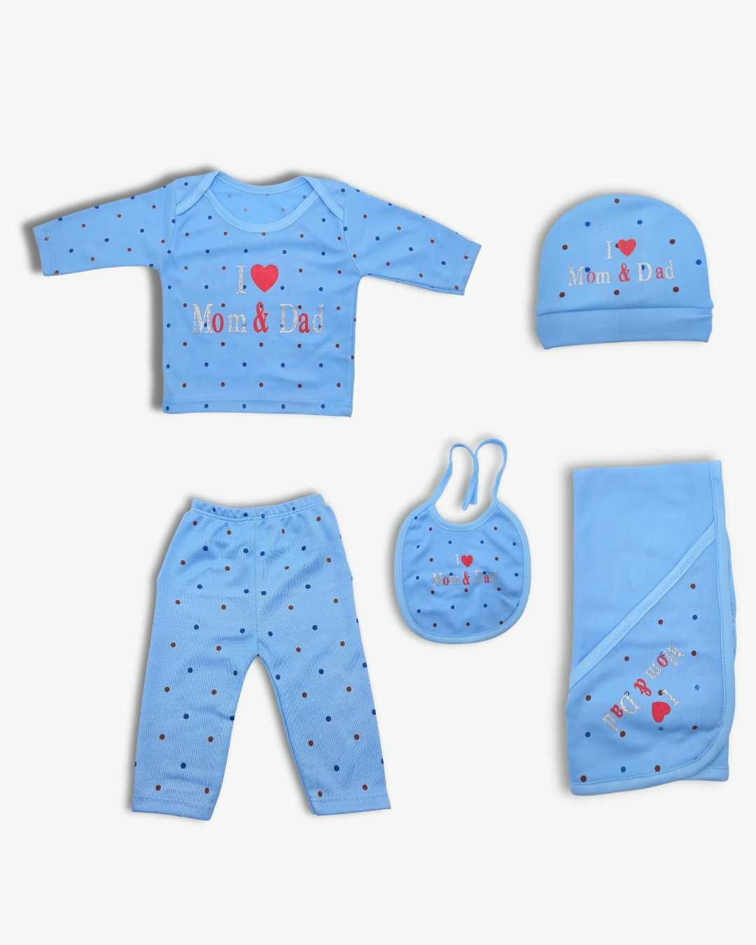 I Love Mom & Dad Newborn Baby Set-Blue