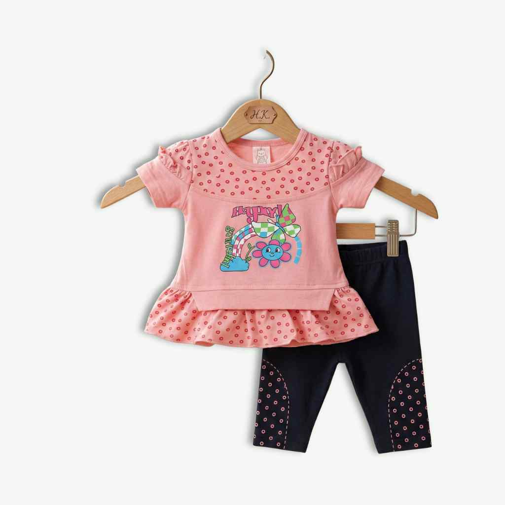 2-Piece Baby Girls Outfit -Peach & black