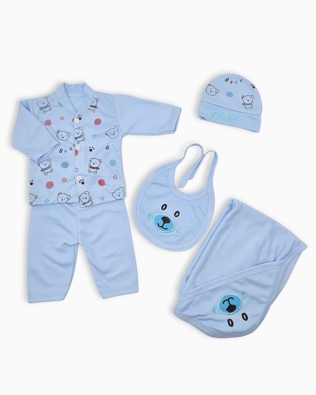 Newborn Baby Bear Outfit 5-Piece -Blue