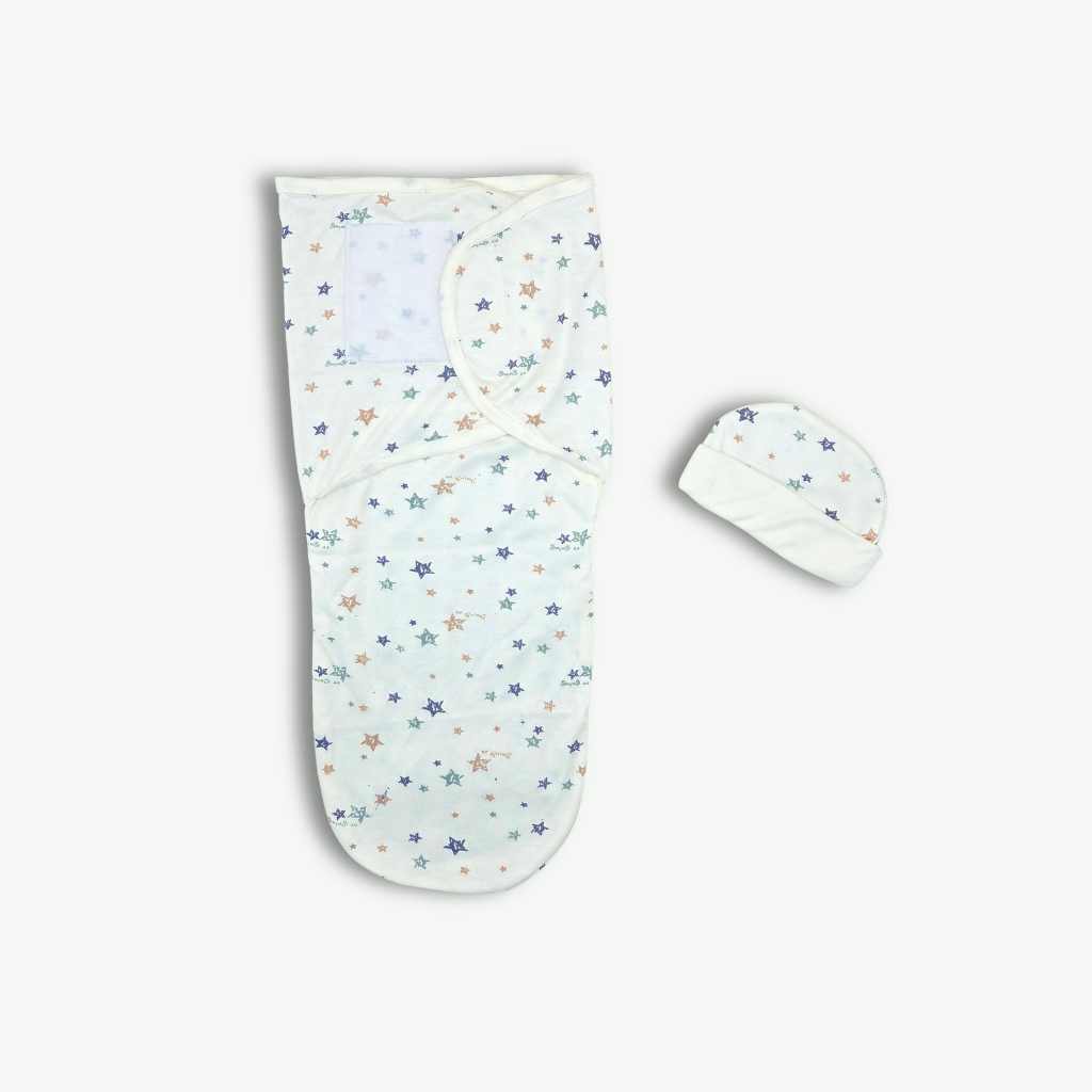 Newborn Baby Swaddle Wrap with Matching Cap - Soft Yellow