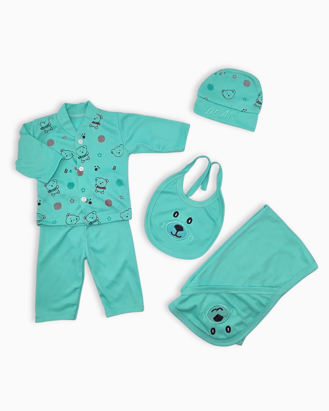 Newborn Baby Bear Outfit 5-Piece -Green