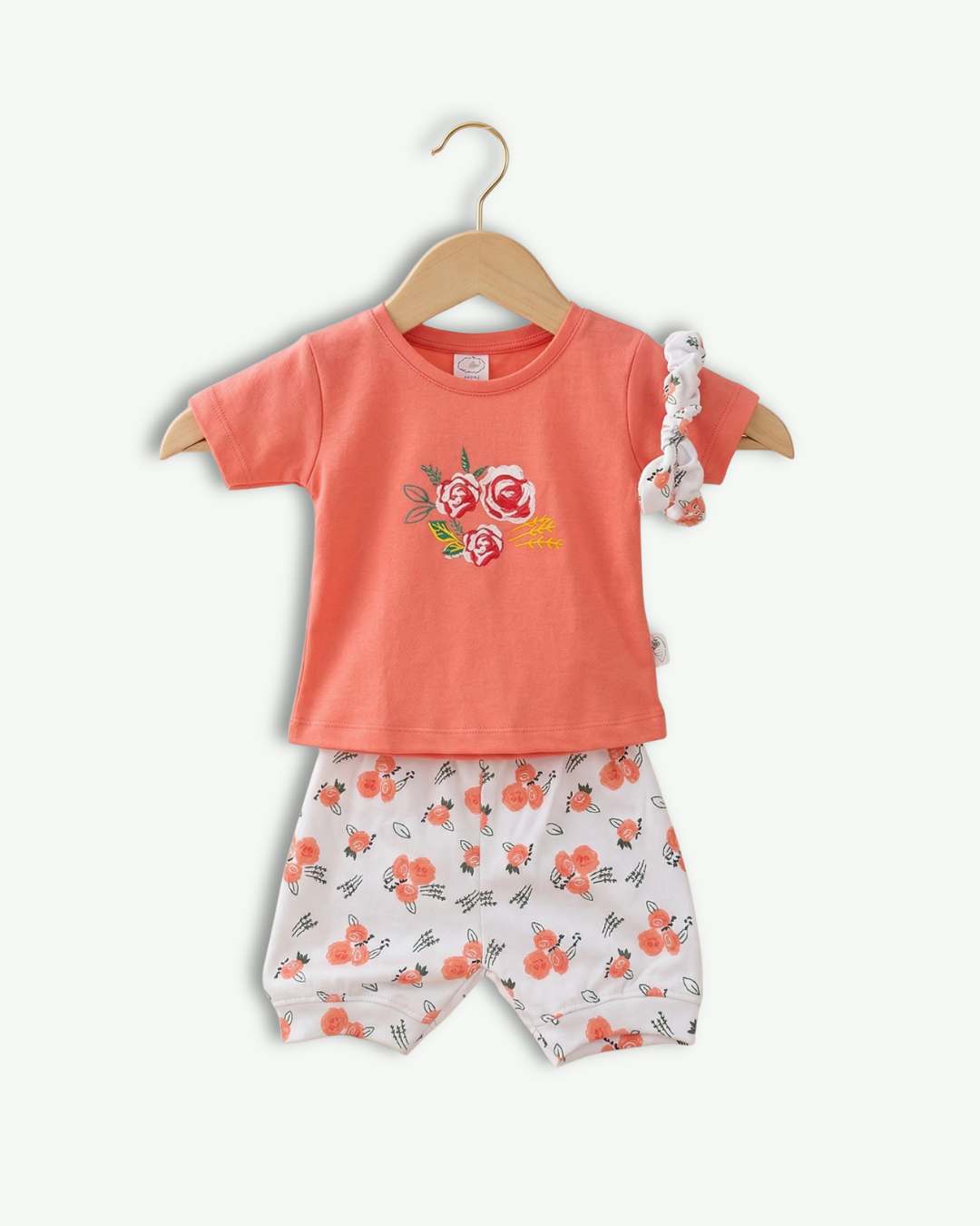 3-Piece Floral Summer Set for Girls - Peach