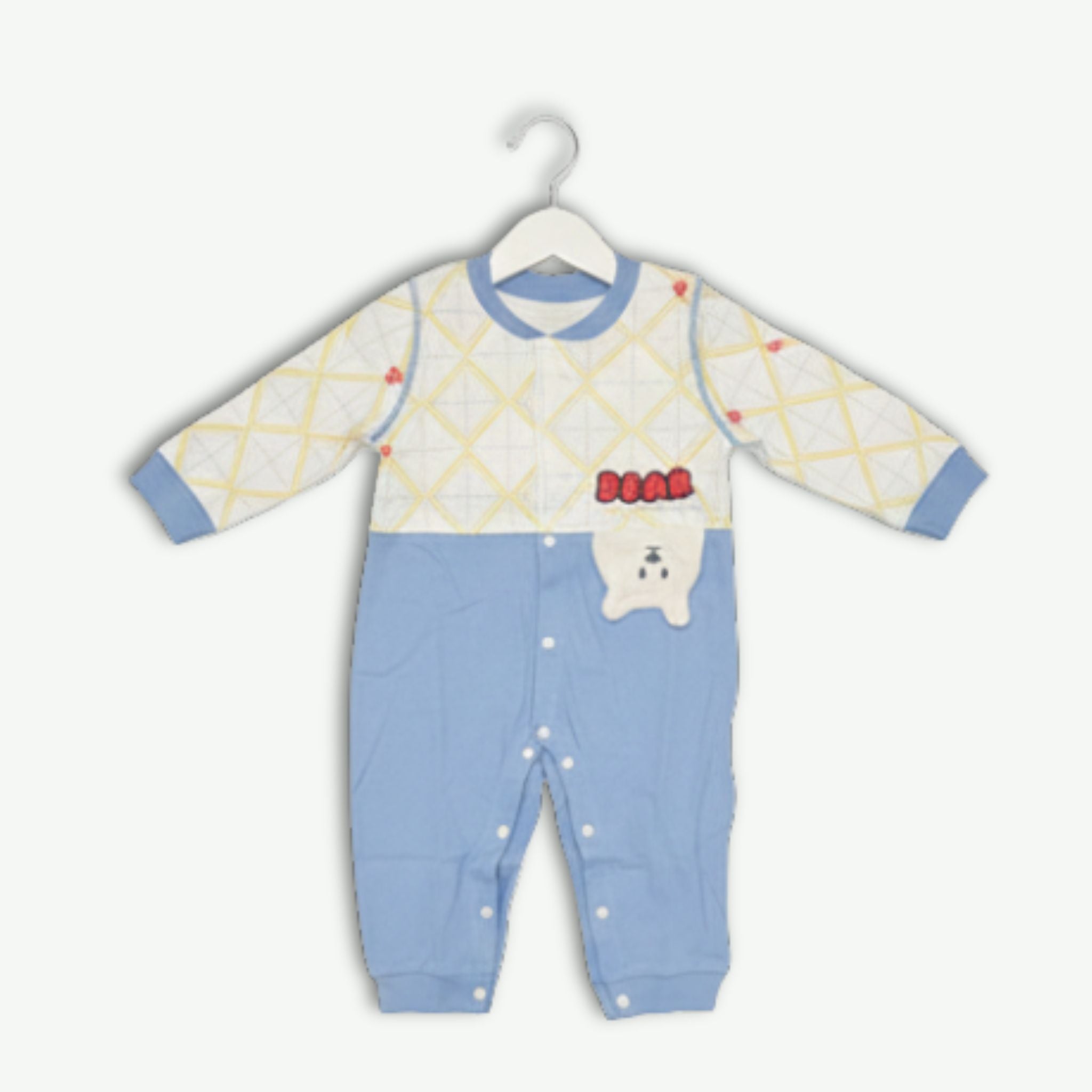 Romper Suit - Winter - White Blue Check