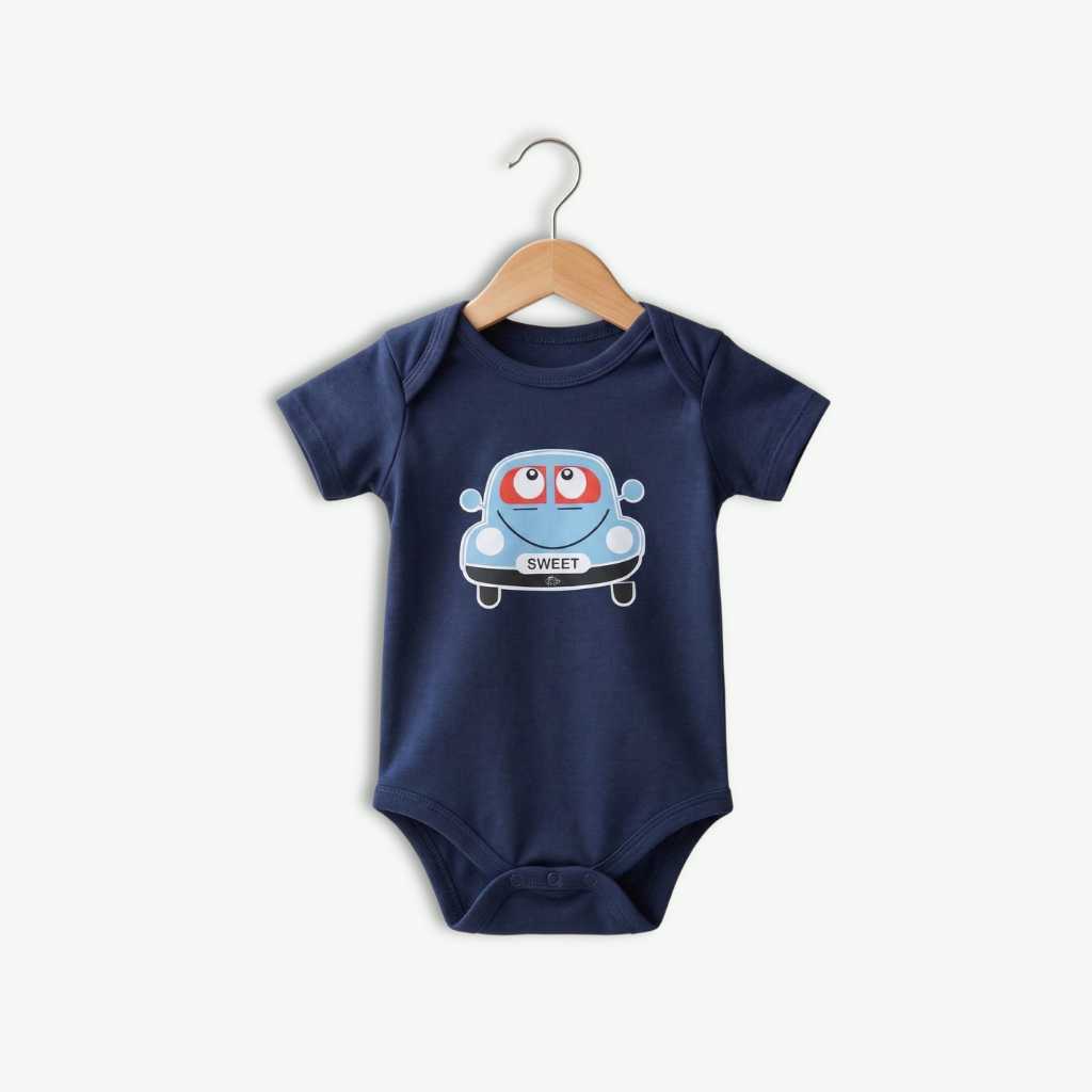 Animated Car Print Baby Onesie