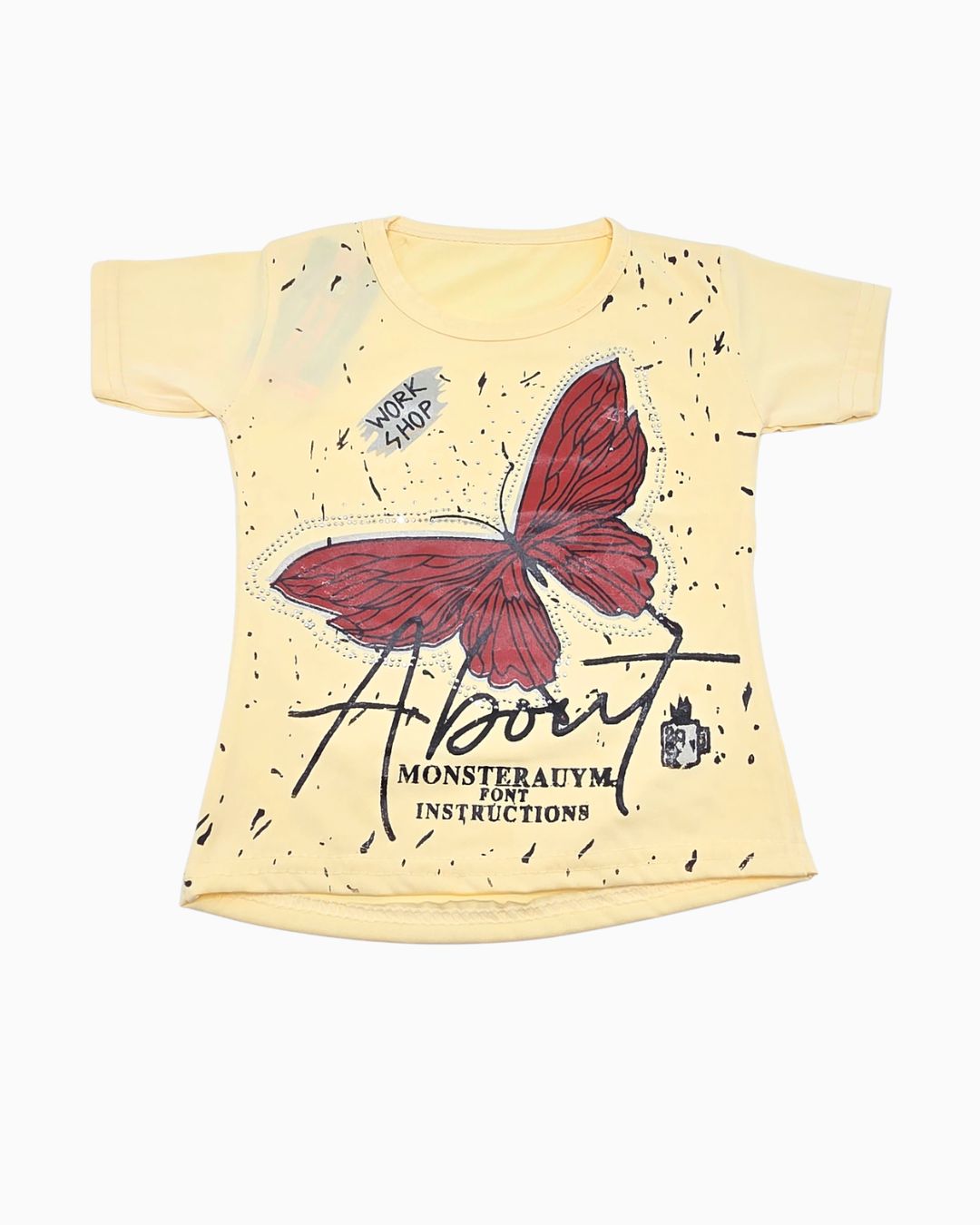 Girls Artistic Butterfly Outfit Set - Marron
