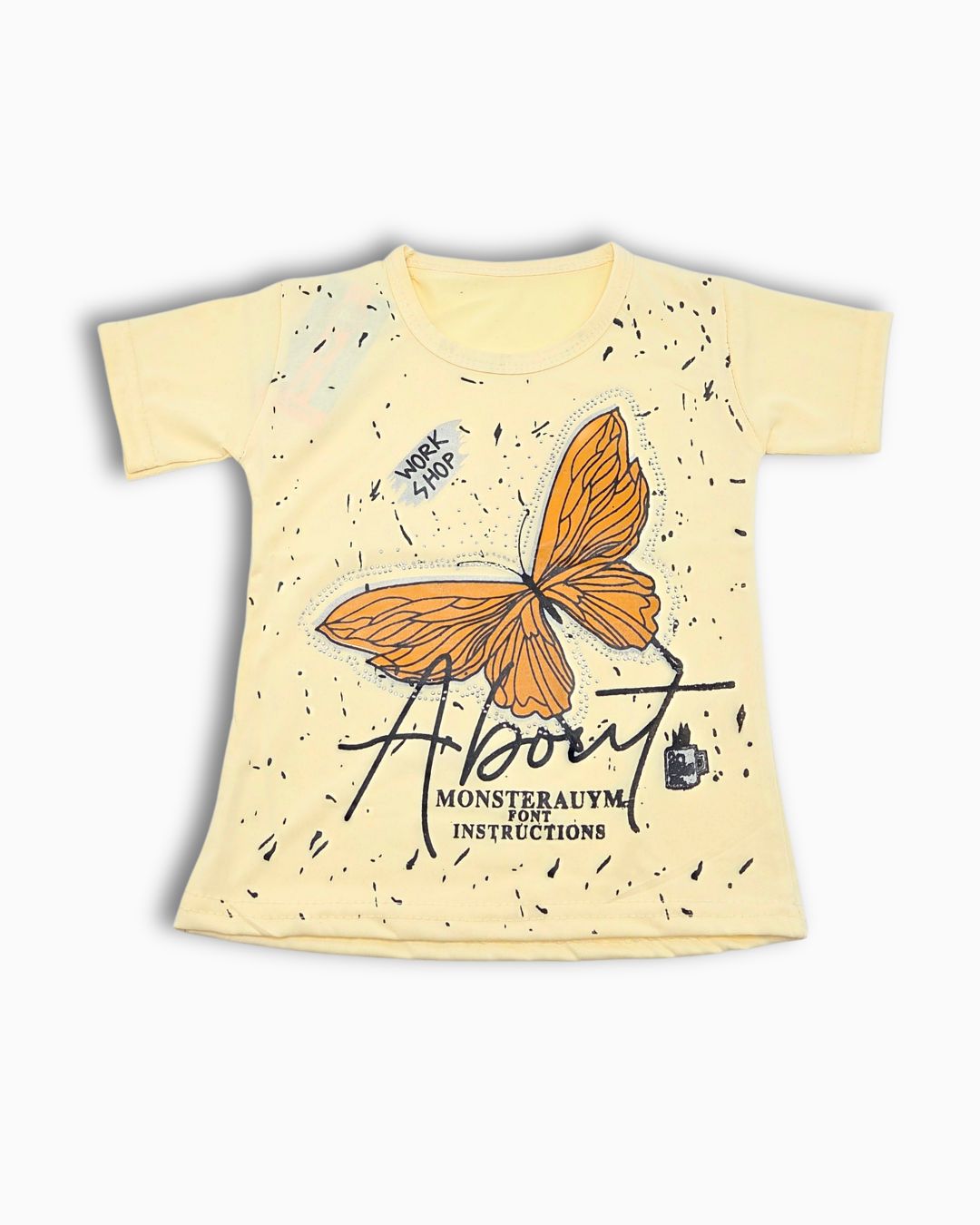 Girls Artistic Butterfly Outfit Set - Yellow