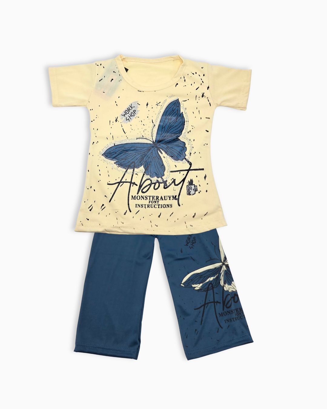 Girls Artistic Butterfly Outfit Set - Zinc