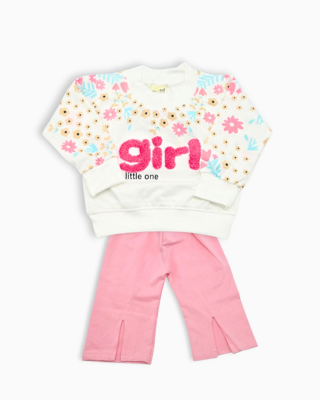 Baby Girl Floral Charm Sweatshirt Set - Pink
