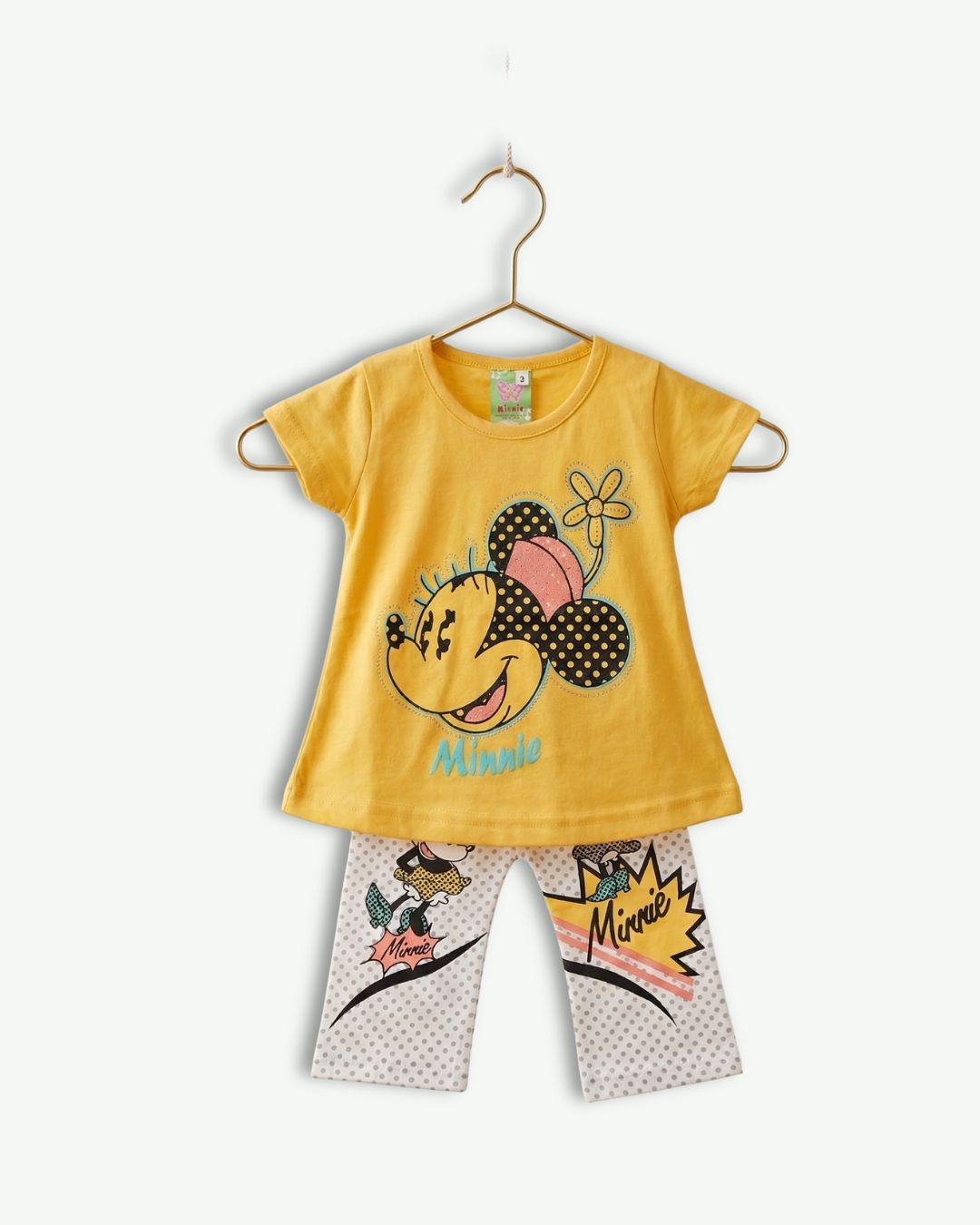 Baby Girls Minnie Summer Outfit 2pcs-Yellow
