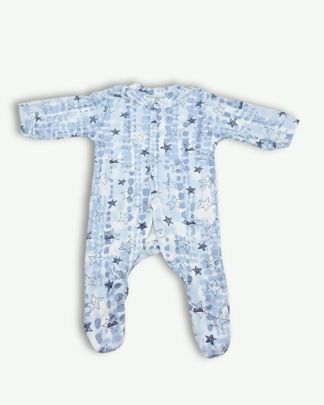 Baby Printed Cotton Romper-Blue