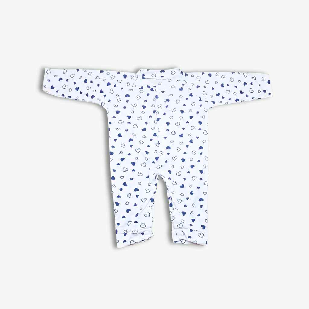 Blue Heart Print Baby Boy Romper