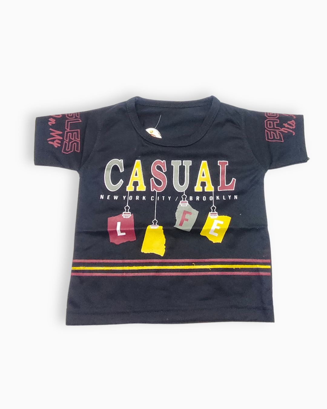 Boys Casual Life T-Shirt & Shorts Set - Black-Maroon