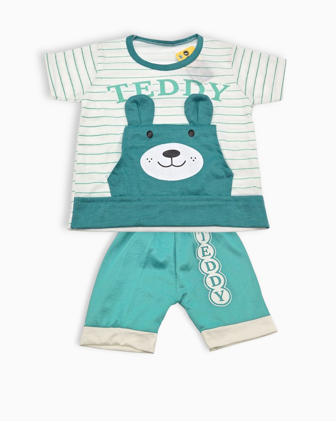 Boys Teddy Striped T-Shirt and Shorts Set - Green
