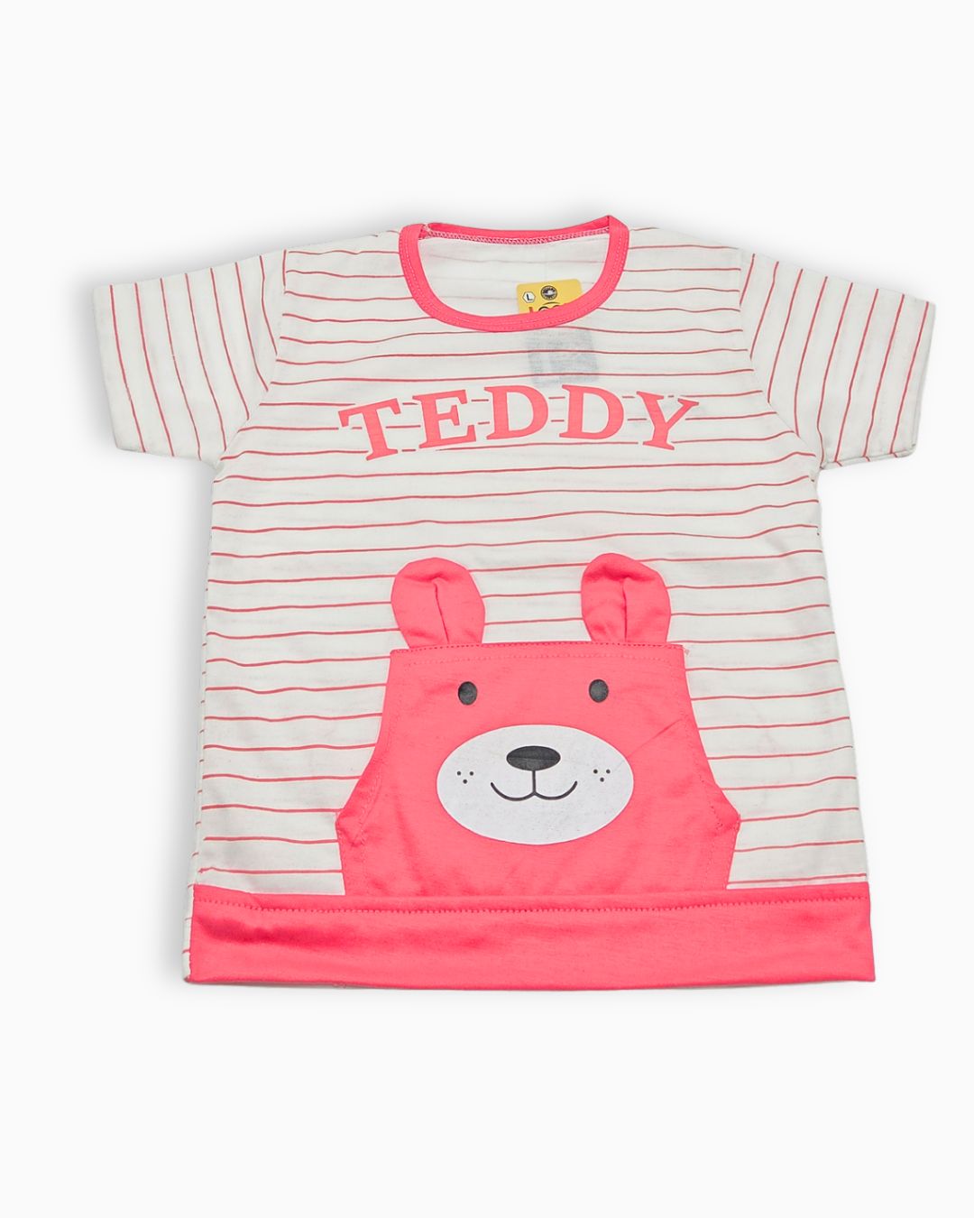 Boys Teddy Striped T-Shirt and Shorts Set - Pink