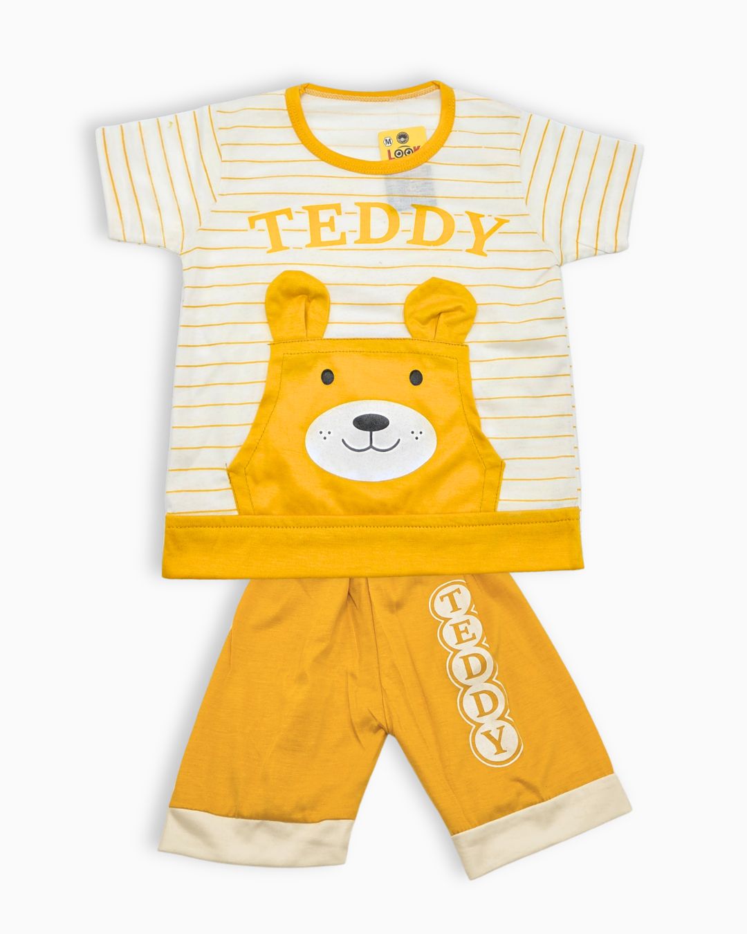 Boys Teddy Striped T-Shirt and Shorts Set - Yellow