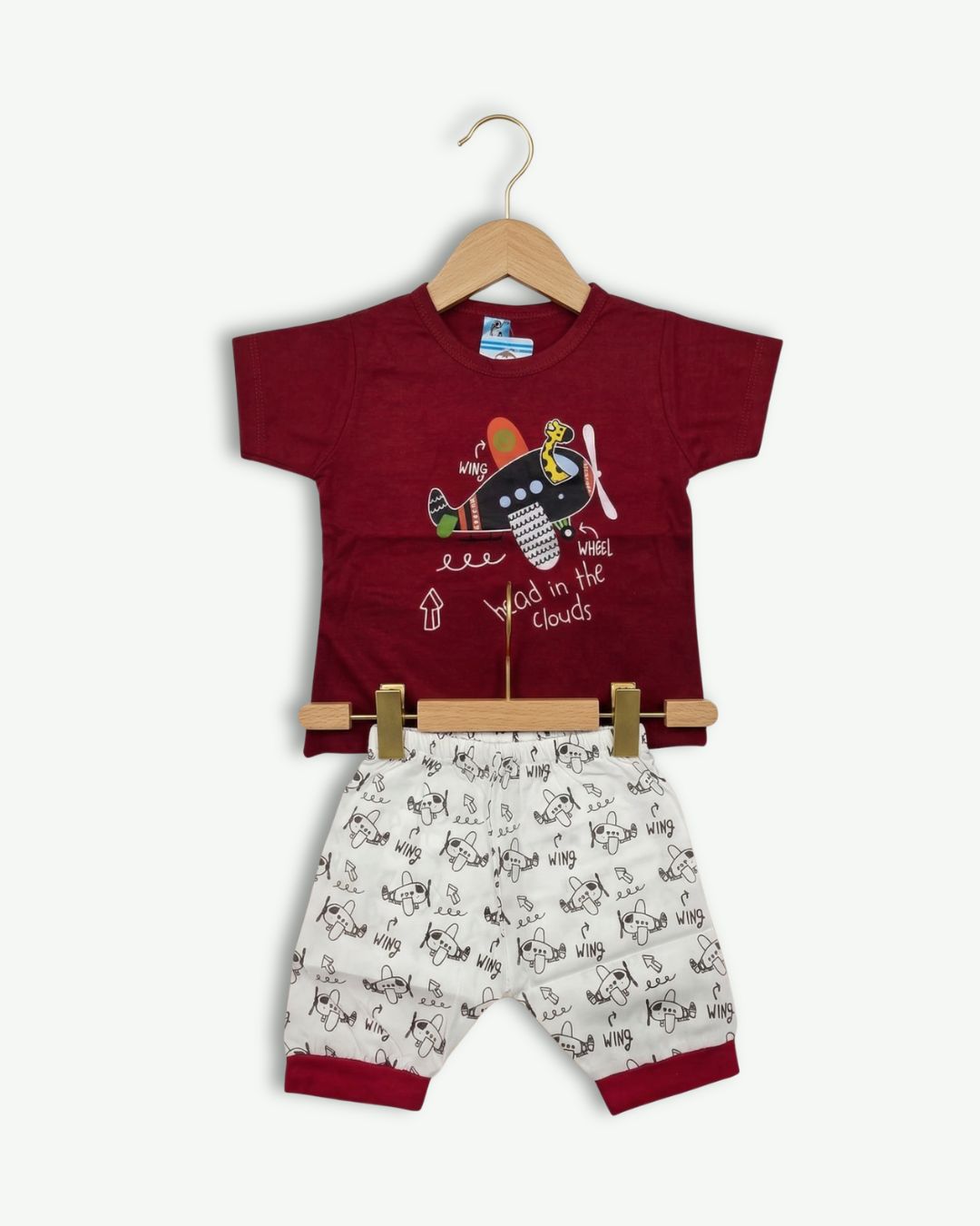 Boys T Shirt & Short Set -Airplane Theme -Maroon