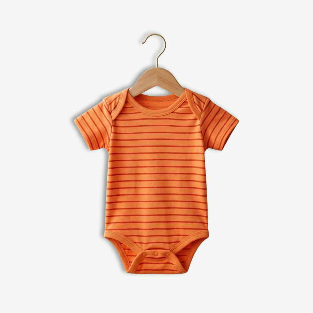 Casual Summer Striped Onesie - Orange