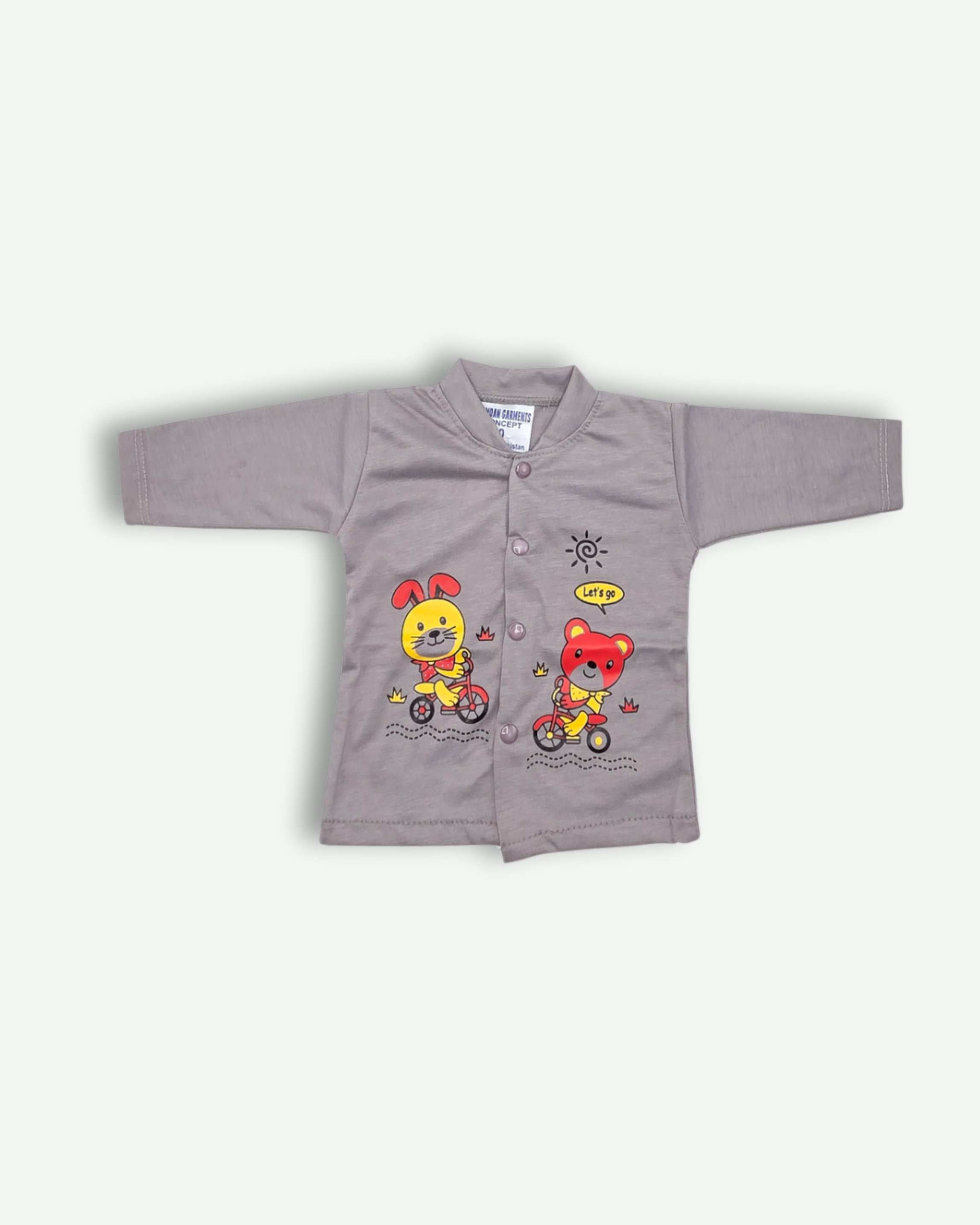Cute Bear Adventure Baby Suit 3pcs -Gray