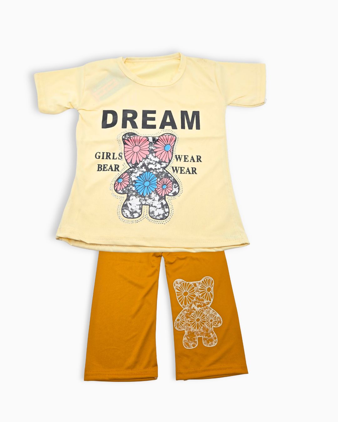 Girls Dreamy Bear Two Piece Outfit - Yellow