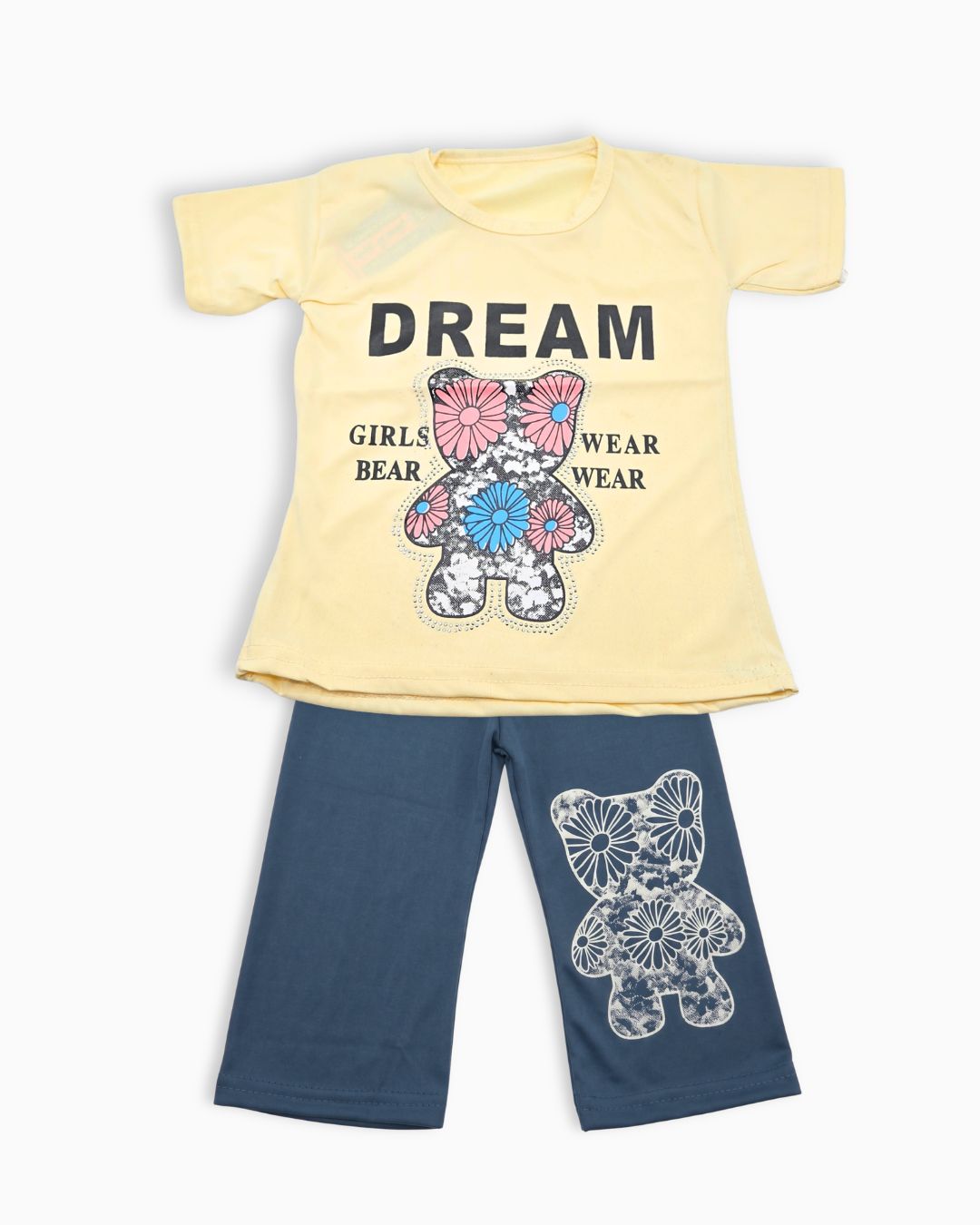 Girls Dreamy Bear Two Piece Outfit - Zinc