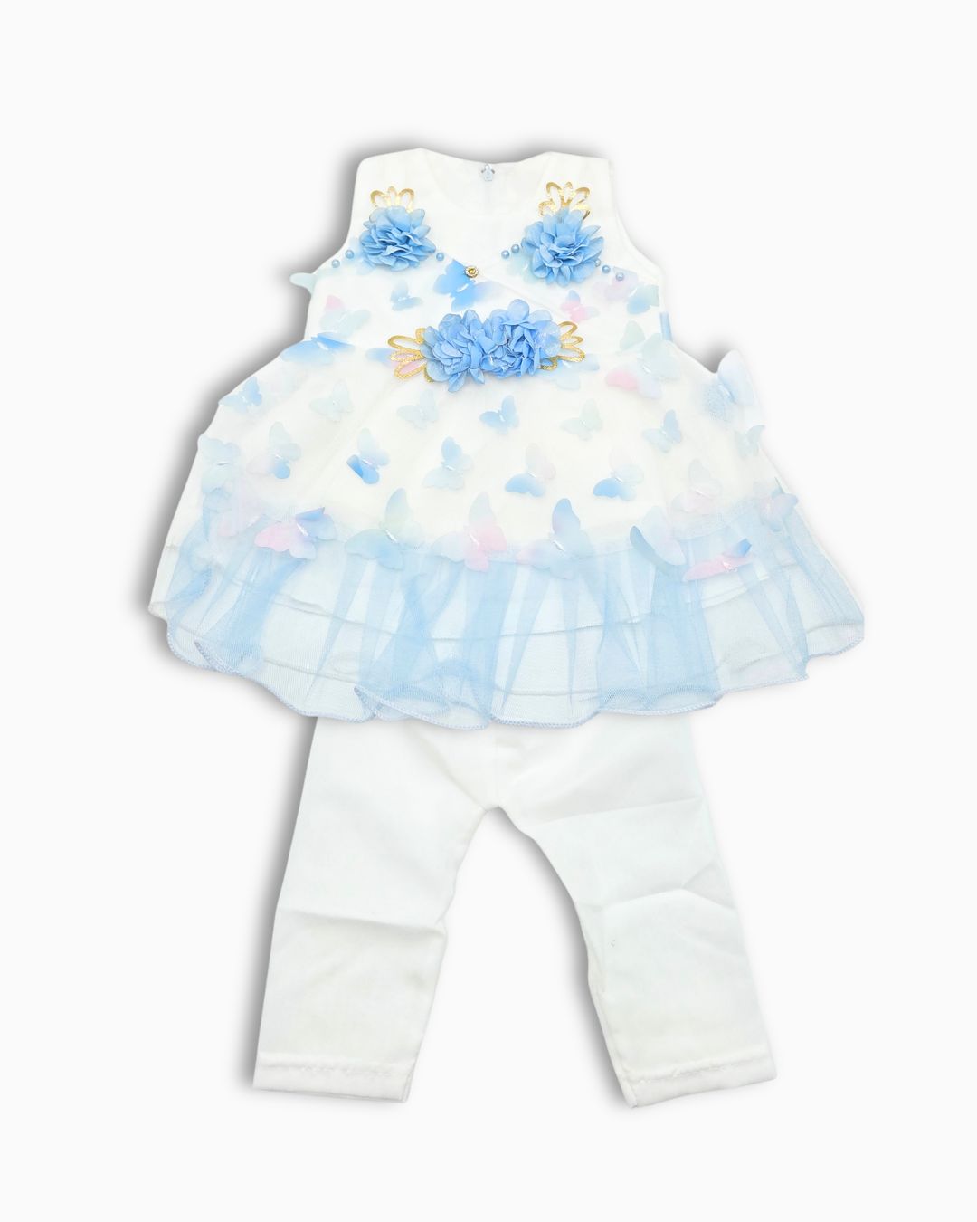 Floral Frock Girls-Blue