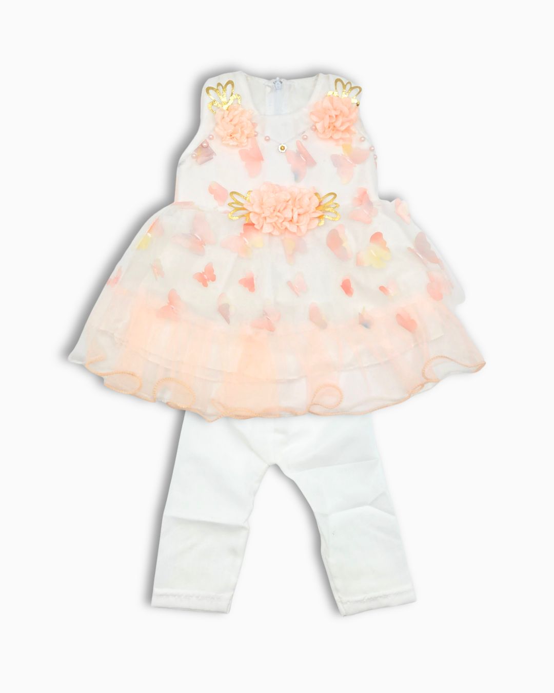 Floral Frock Girls-Peach