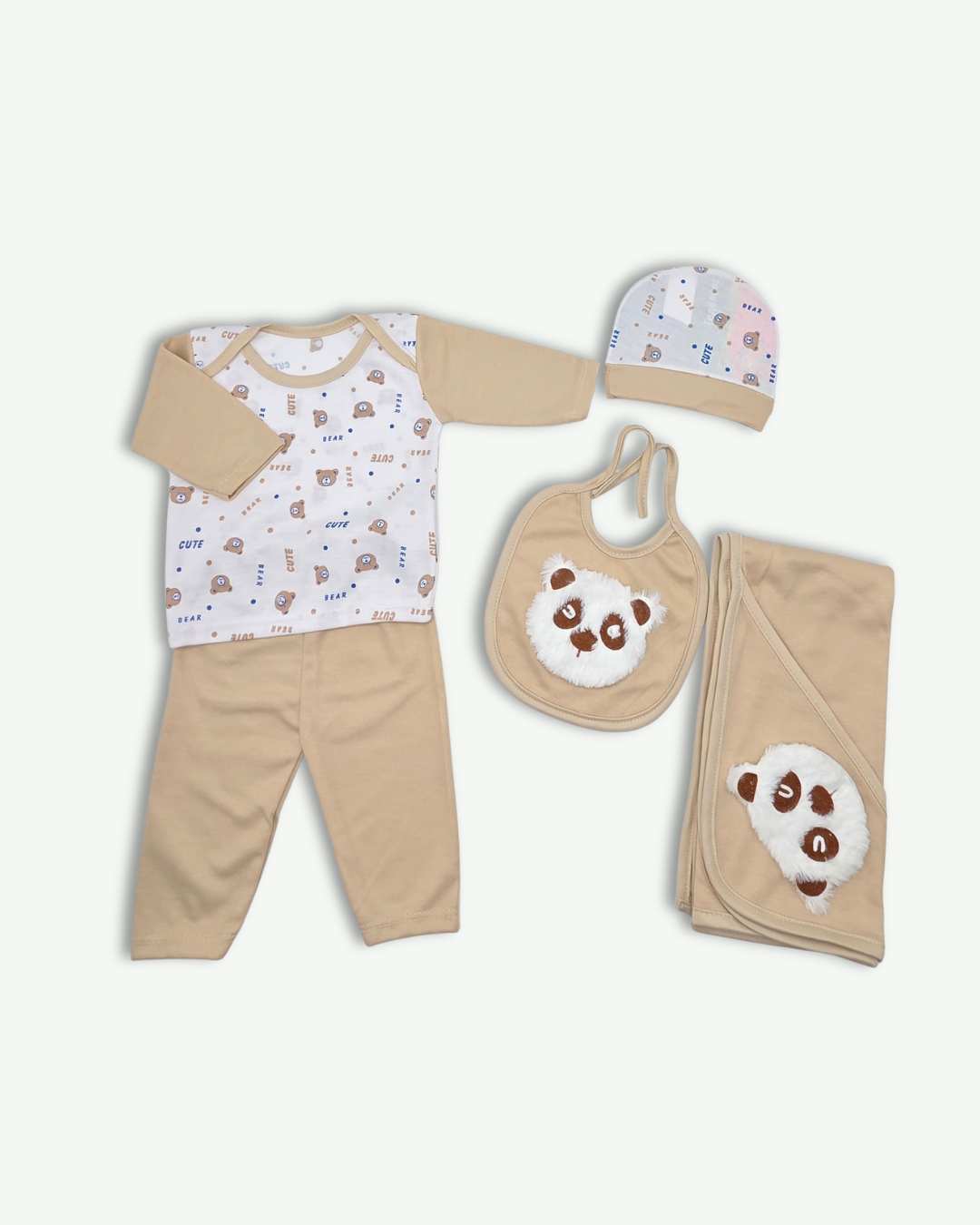 Fluffy Bear Style New Born Set-5Pcs-Light Brown