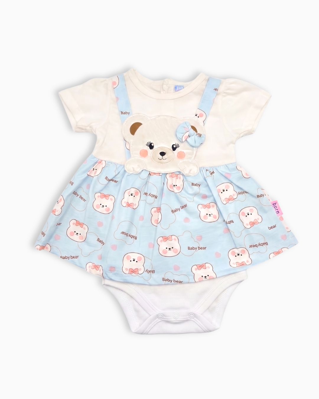 Frock Style Onesies with Headband -Blue