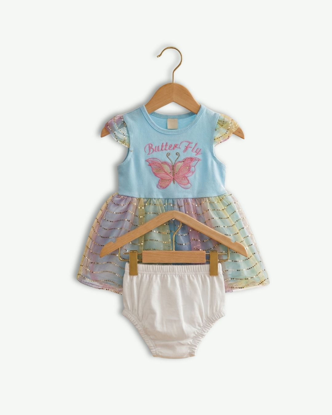 Girls Magical Fairy Butterfly Dress with Headband -Blue