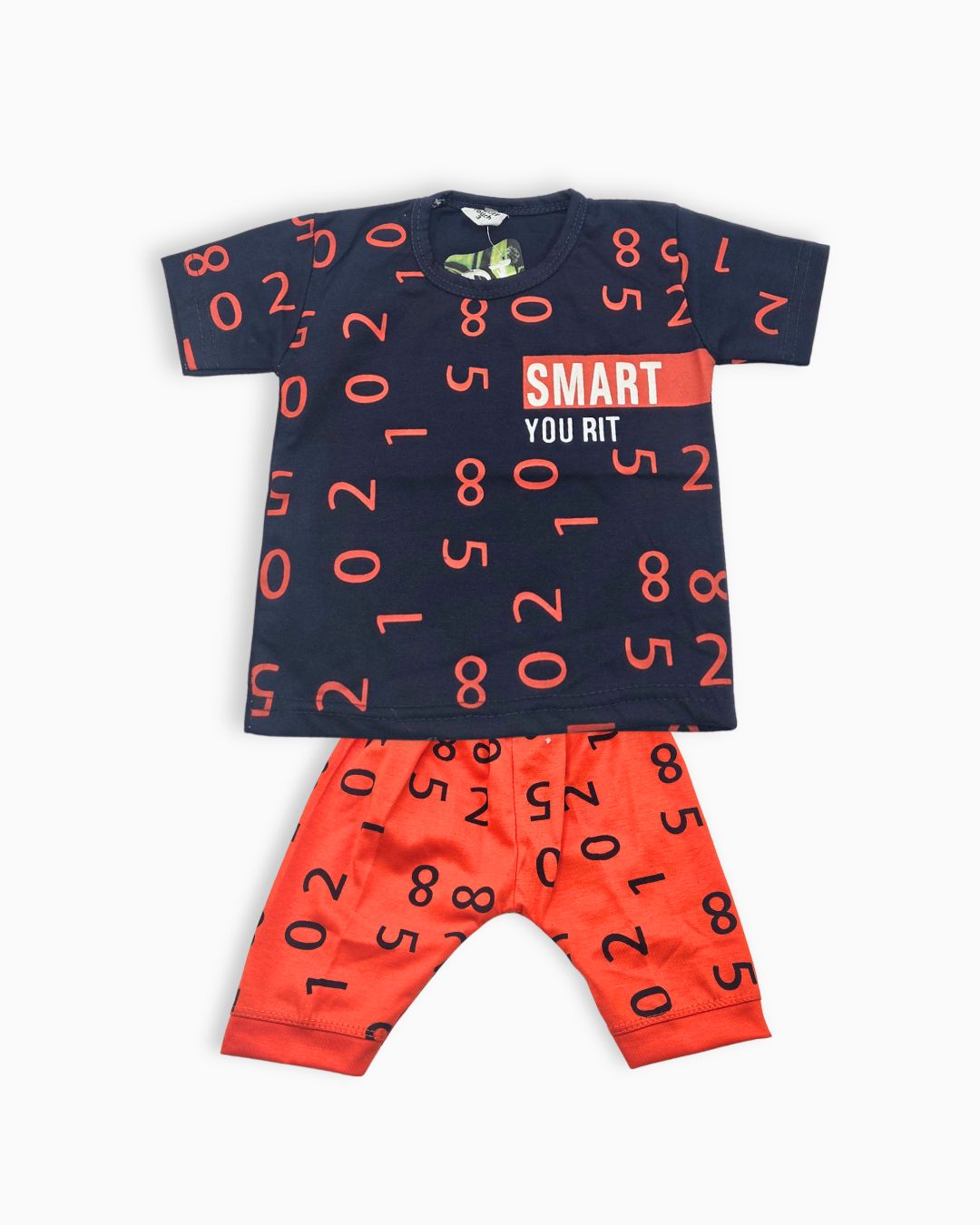 Half Sleeve Summer Suit for Kids-Blue-Red