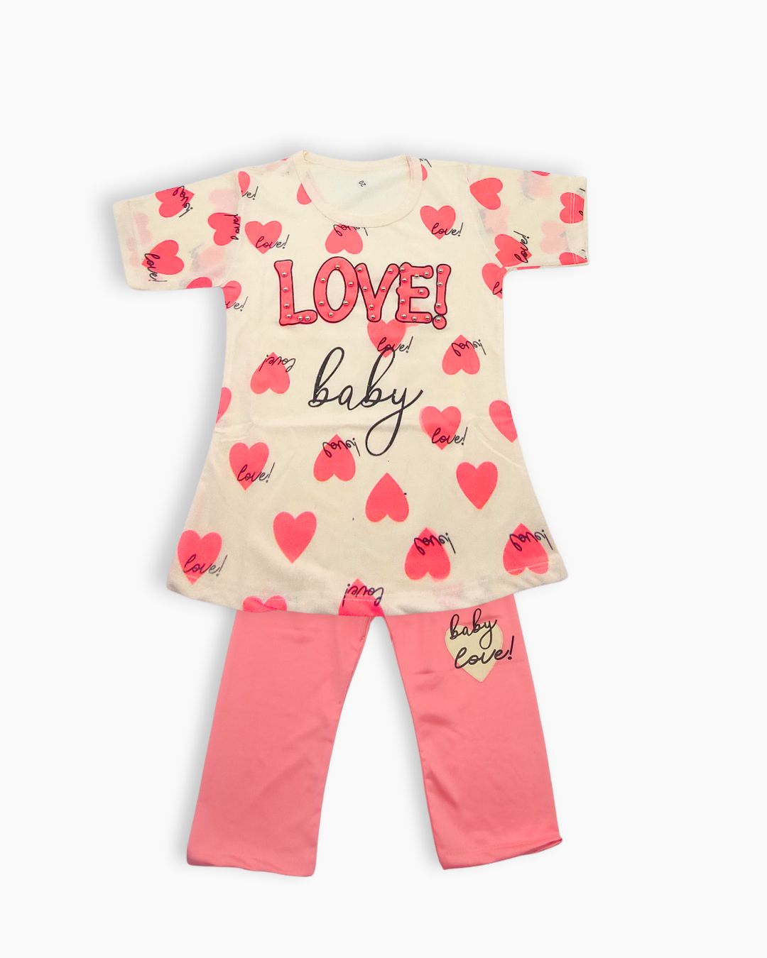 Heart Pattern 2-Piece Summer Set-Pink