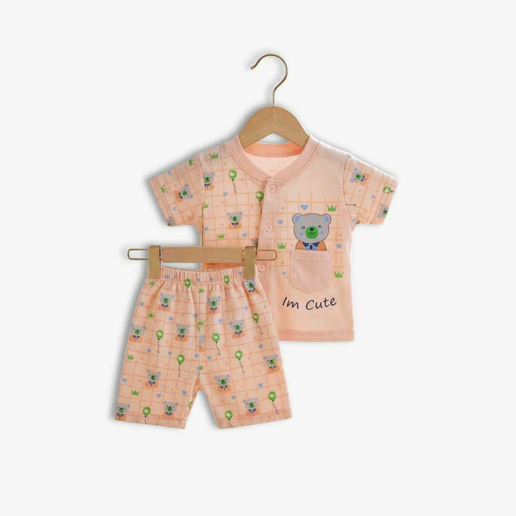 I m Cute Teddy 3-Piece Baby Set- Peach