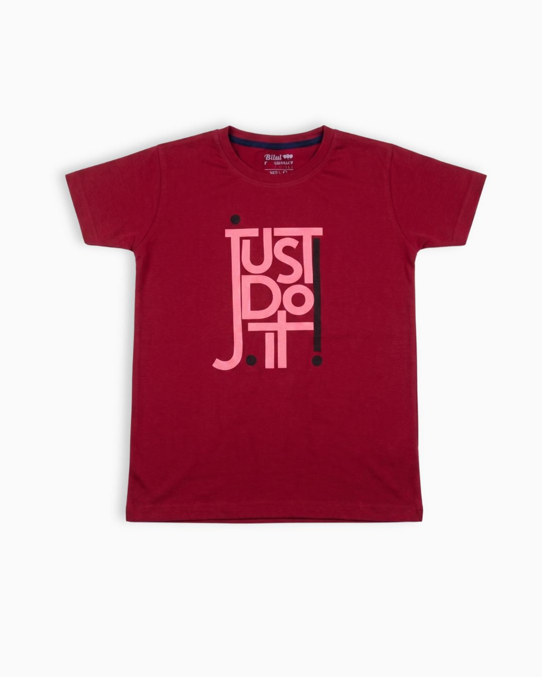 Kids Typography 2-Piece Casual Activewear Suit-Maroon