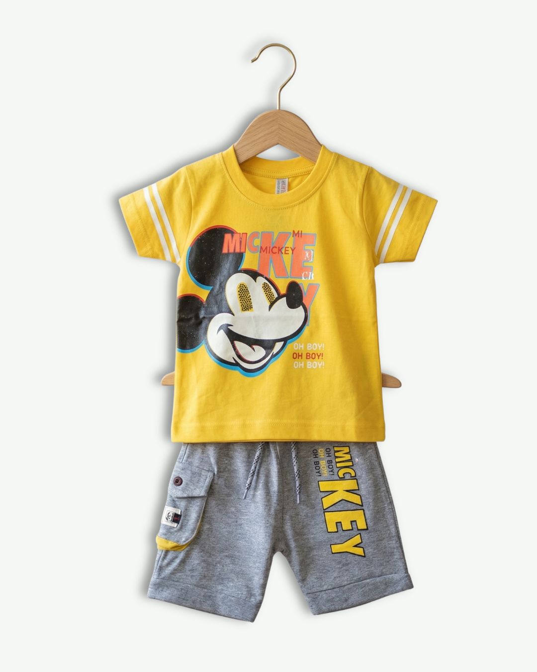 Kids Mickey T-Shirt & Shorts Outfit -Yellow