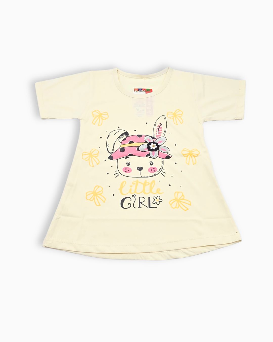 Little Girl Bunny Print T-Shirt & Leggings Set - Yellow