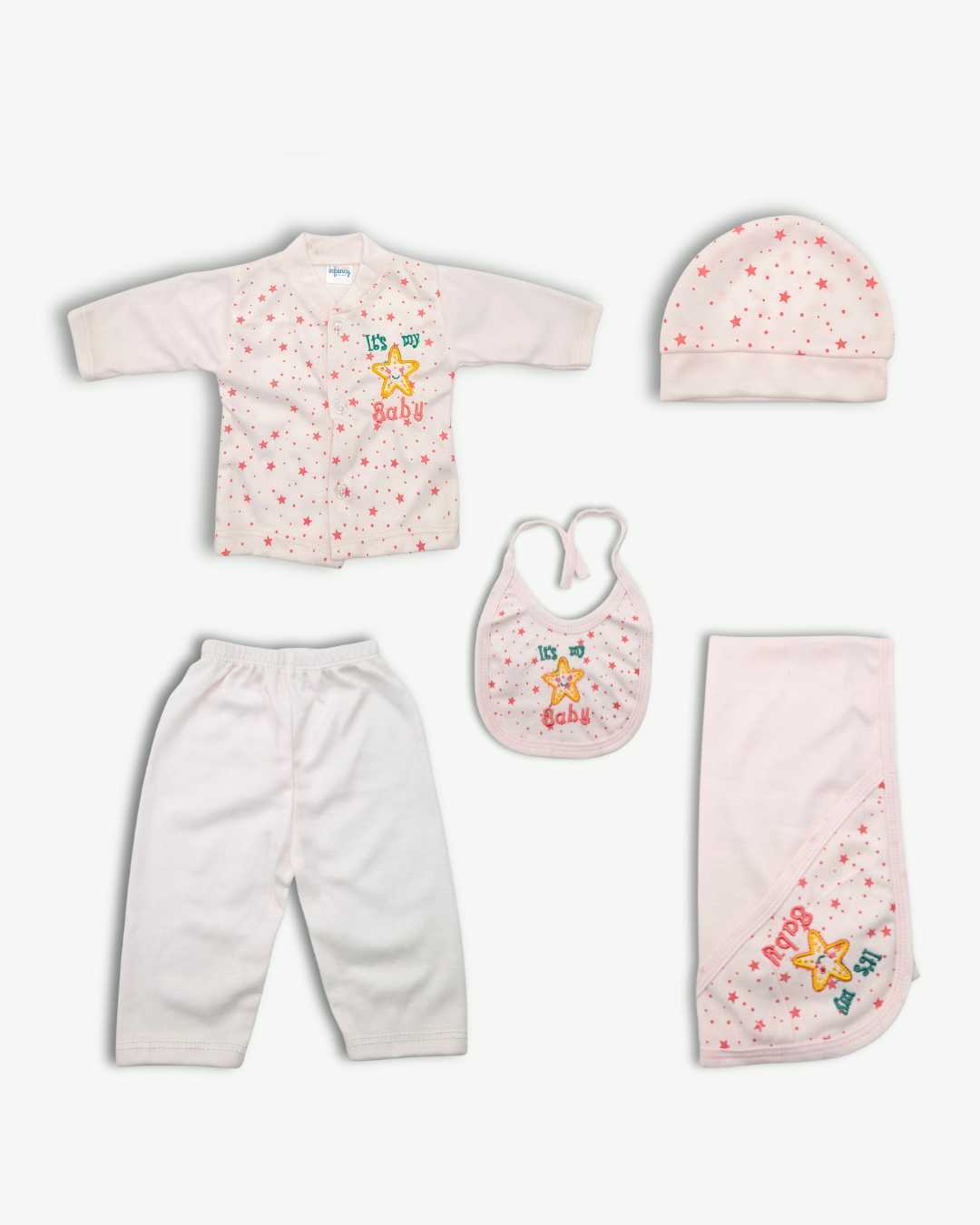 New Born Baby Starter Kit-5Pcs-Light Pink