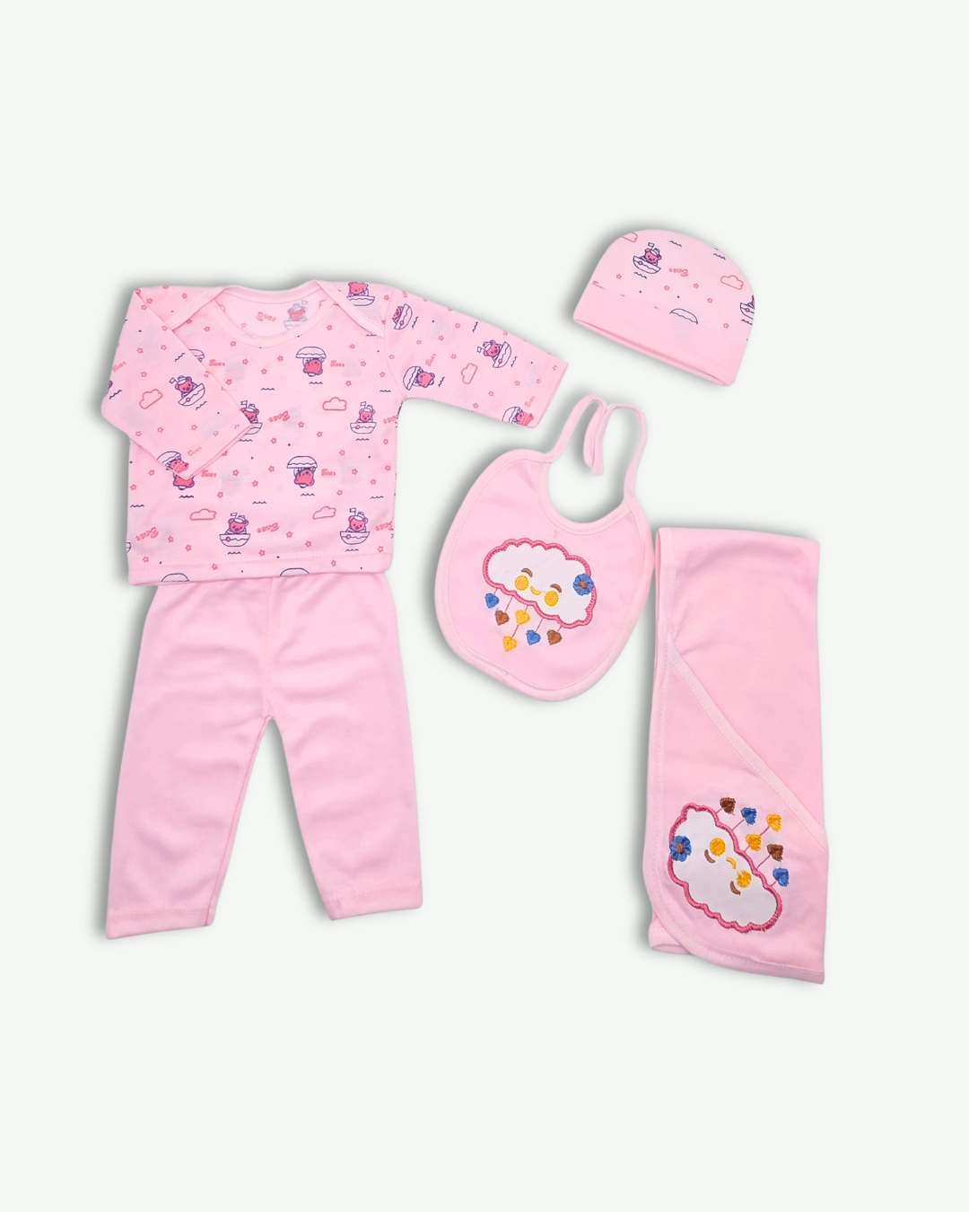 Newborn Baby Set 5Pcs-Light Pink
