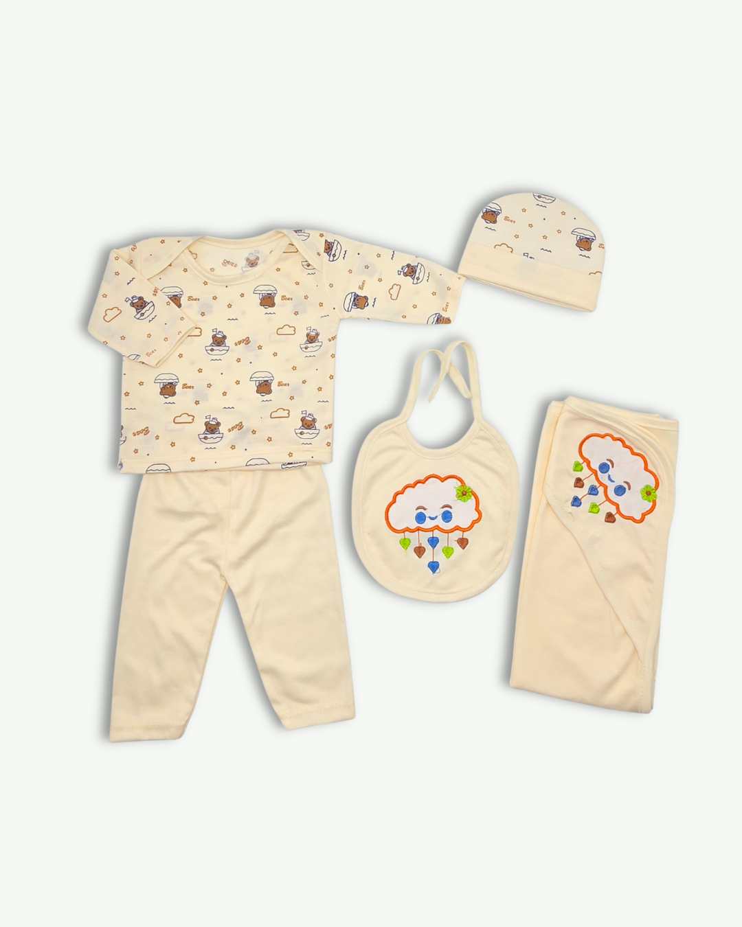 Newborn Baby Set 5Pcs-Soft Yellow