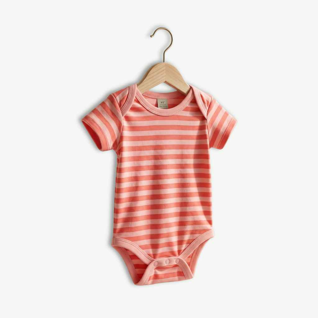 Striped Baby Onesie - Peach
