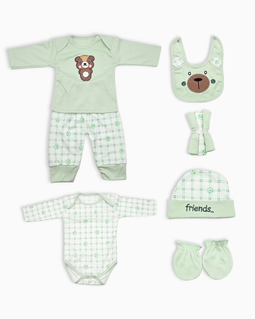 The Beary Friends Set 7-Piece - Light Green
