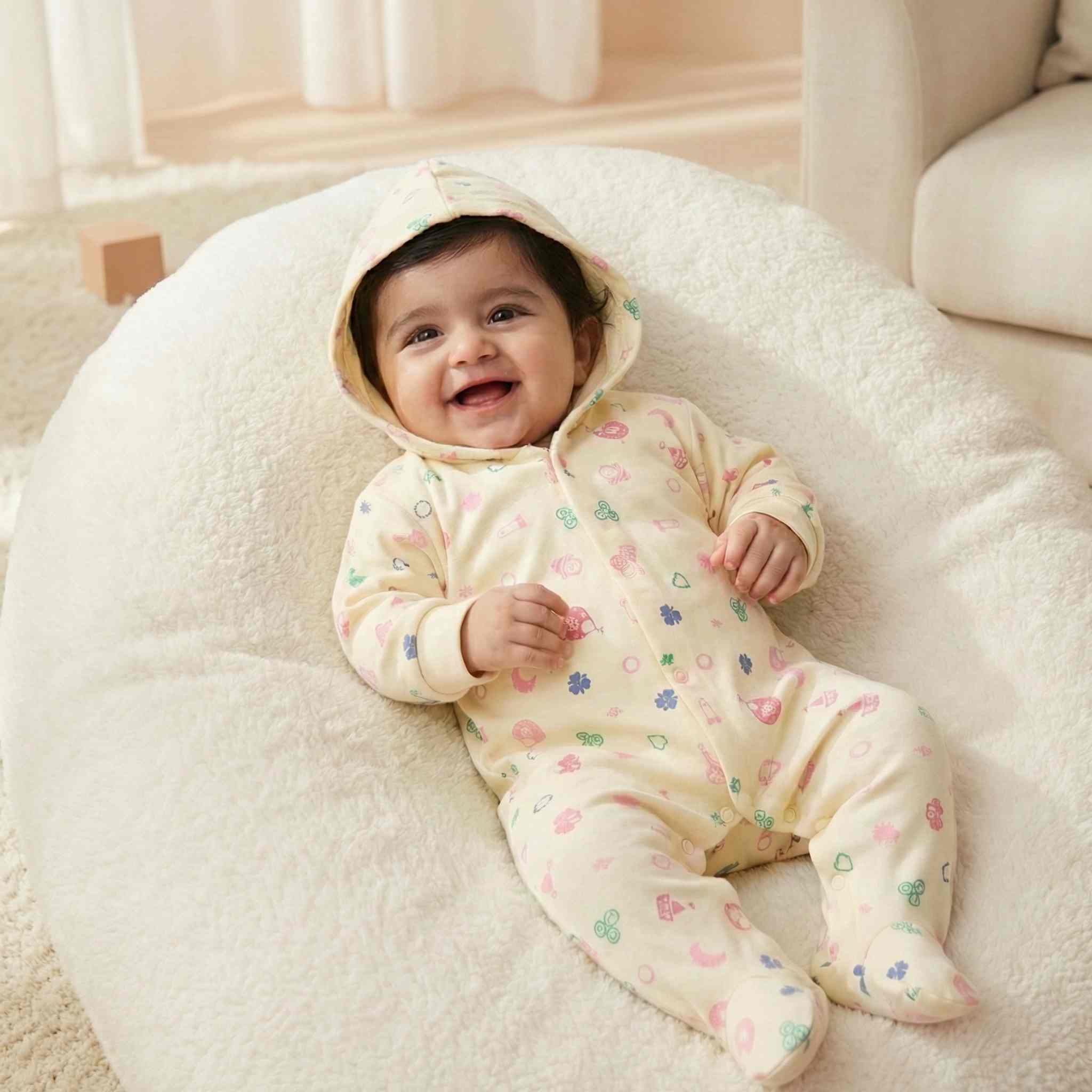 Romper Suit Daily Wear - Hooded - Yellow