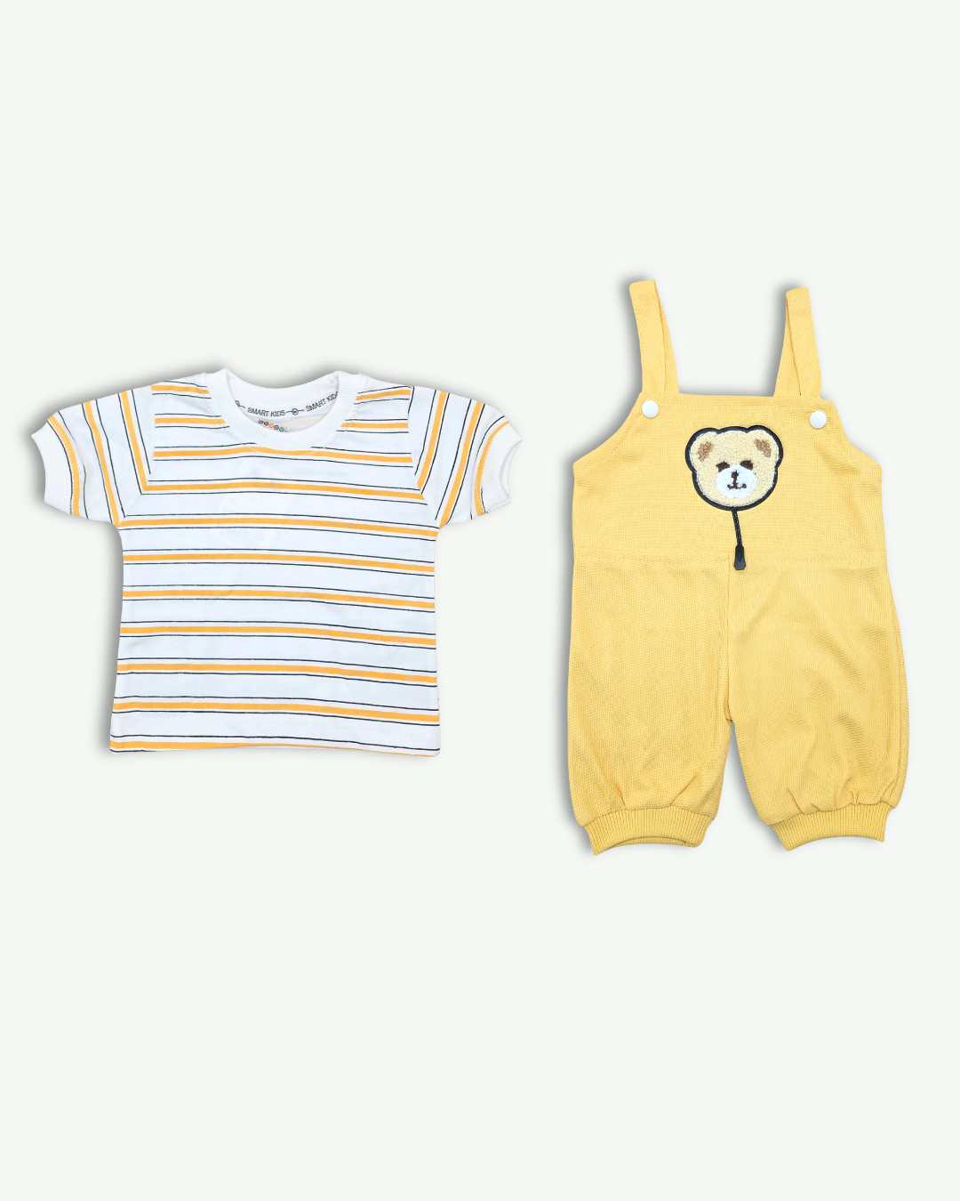 2-Piece Summer Romper Set with T-Shirt - Yellow & White