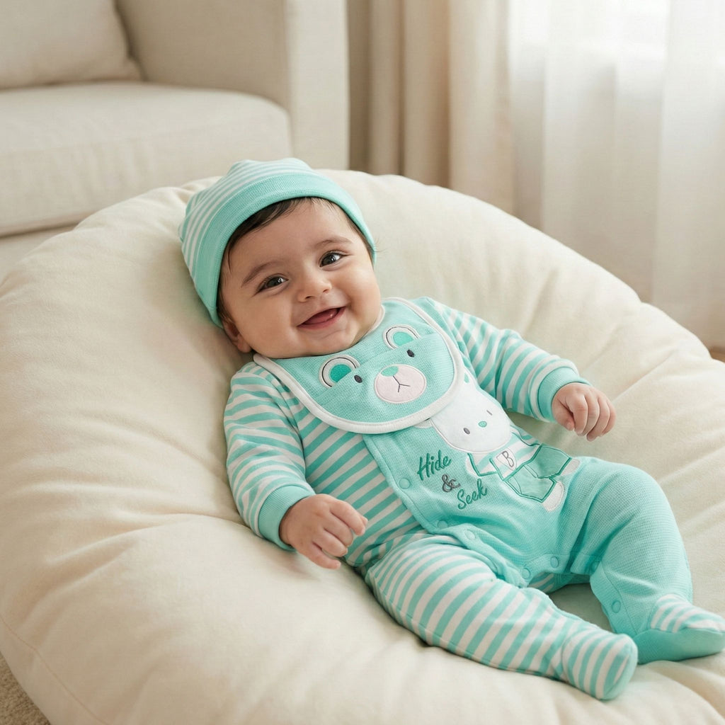 Romper Suit Winter Set With Foot - 3pcs
