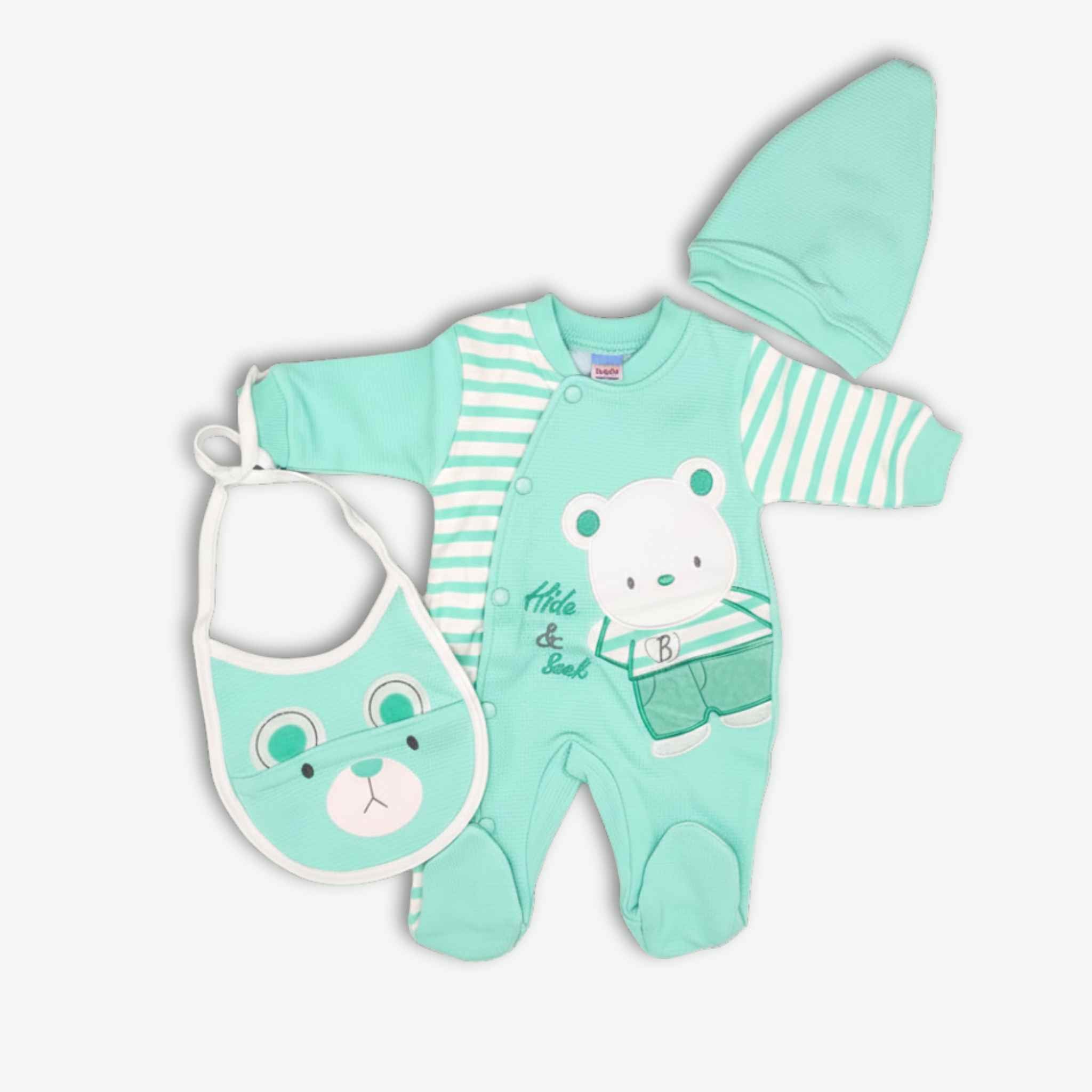 Romper Suit Winter Set With Foot - 3pcs