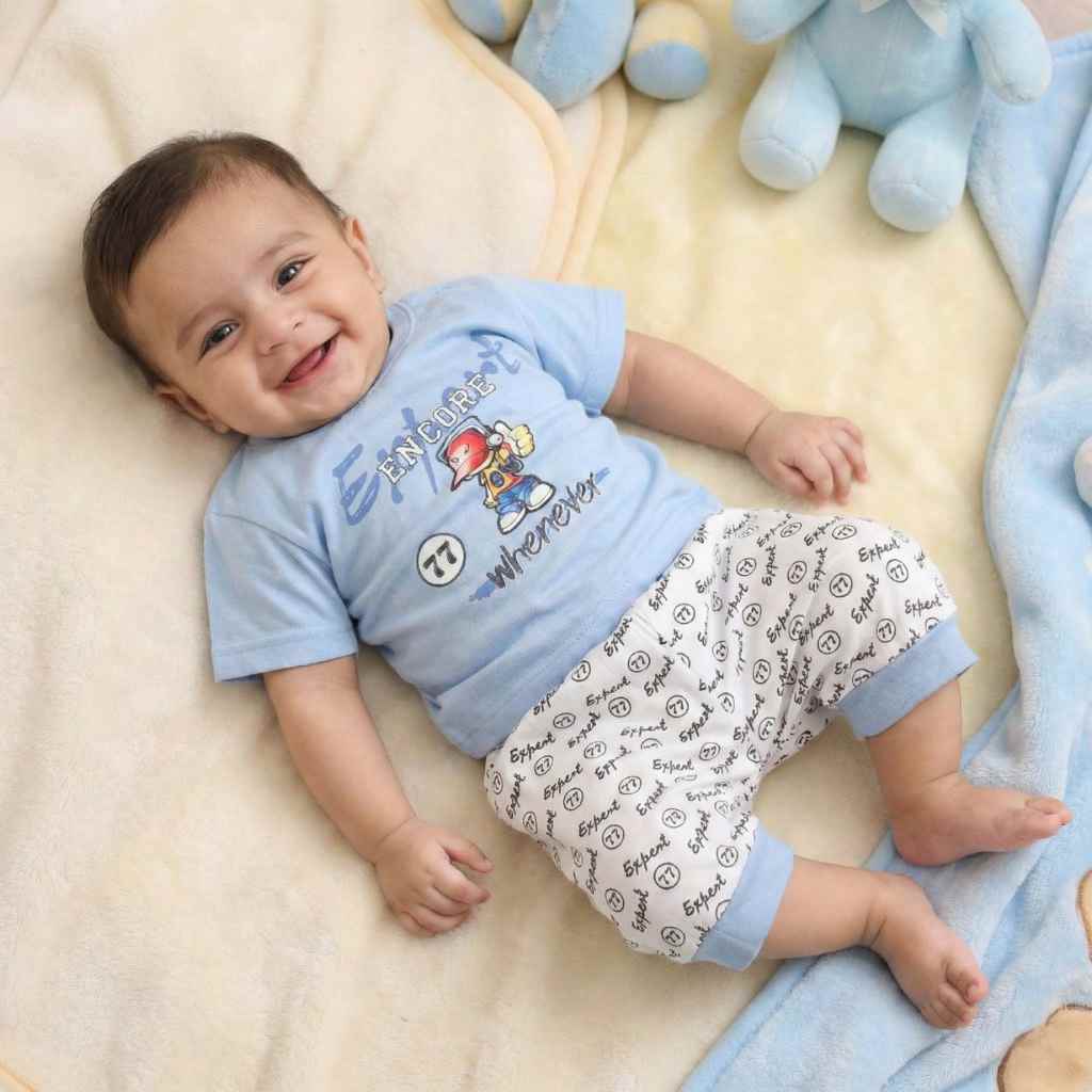2-Piece Boys Summer Cotton Outfit-Blue