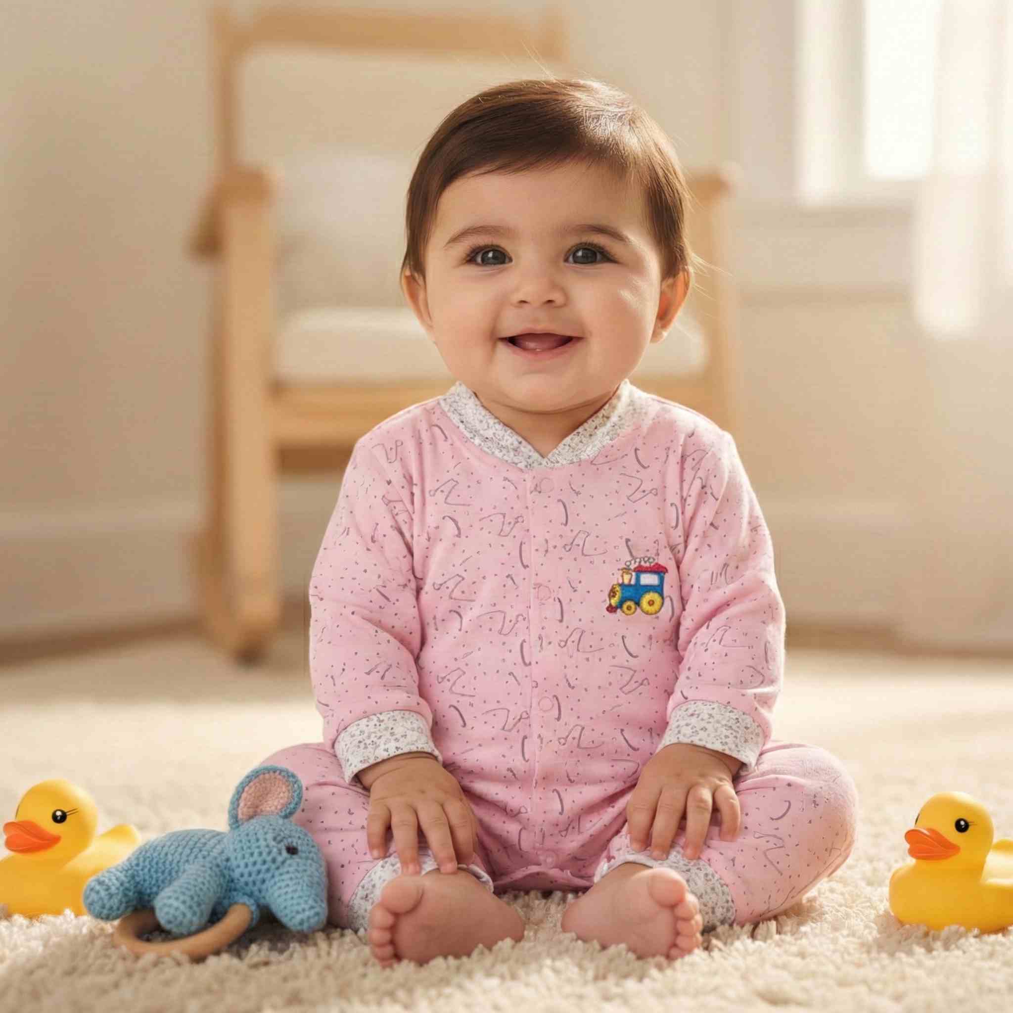 Romper Suit Daily Wear - Footless - Pink
