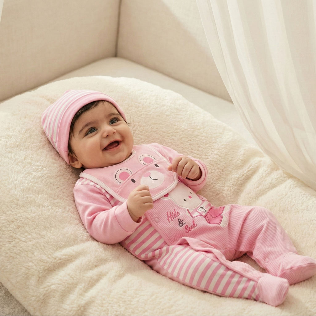 Romper Suit Winter Set With Foot - 3pcs