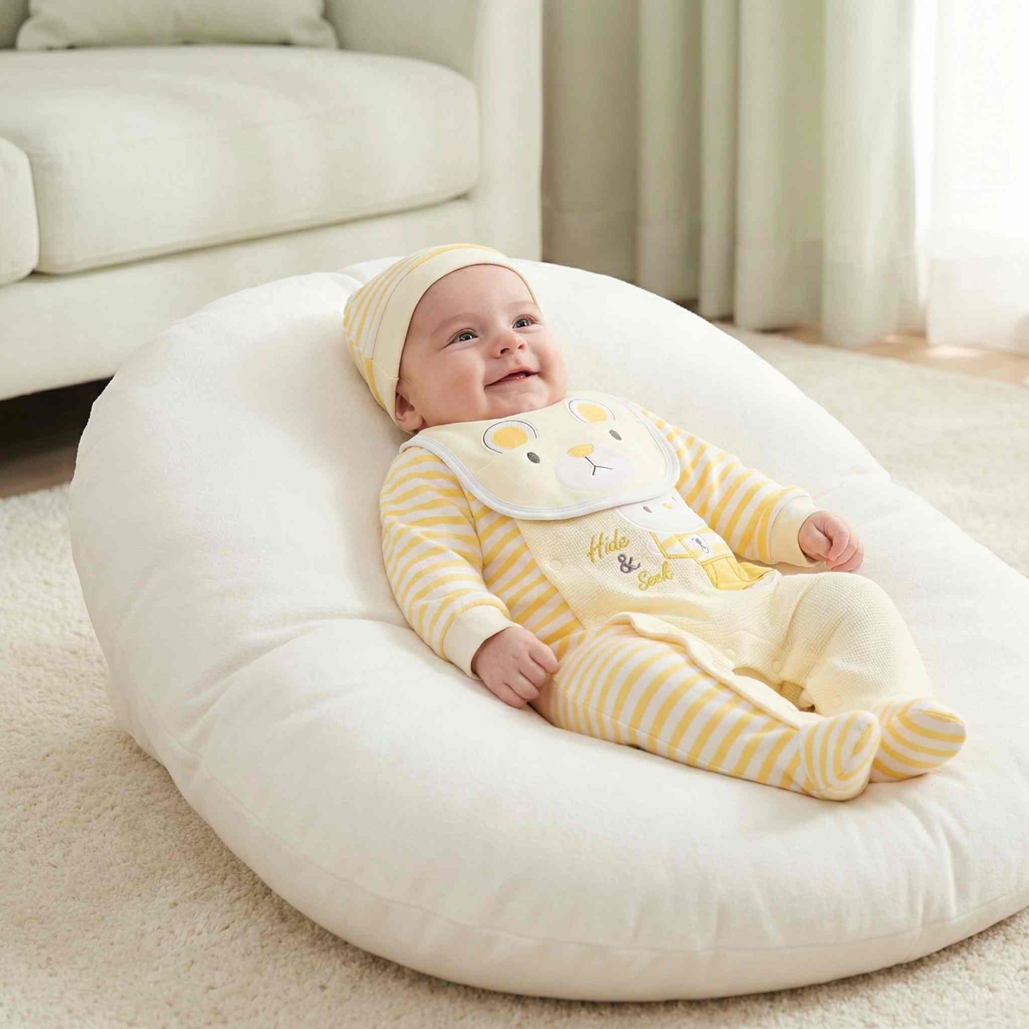 Romper Suit Winter Set With Foot - 3pcs-Yellow